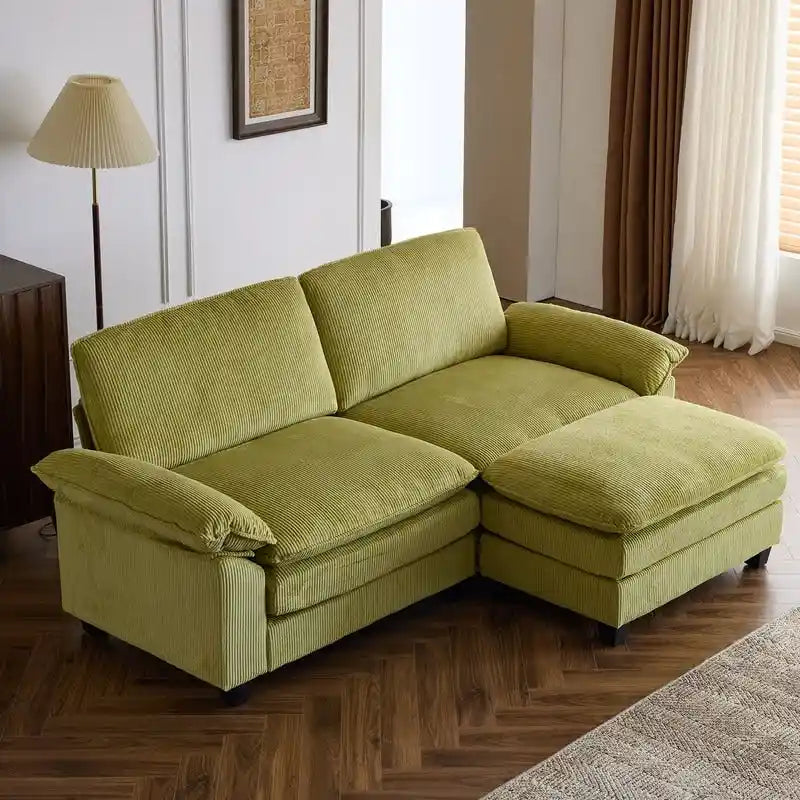 217*141*85 Chenille Two-Seater With Footstool Double Bag Indoor Double Sofa - 2+1