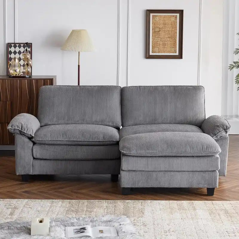 217*141*85 Chenille Two-Seater With Footstool Double Bag Indoor Double Sofa - 2+1