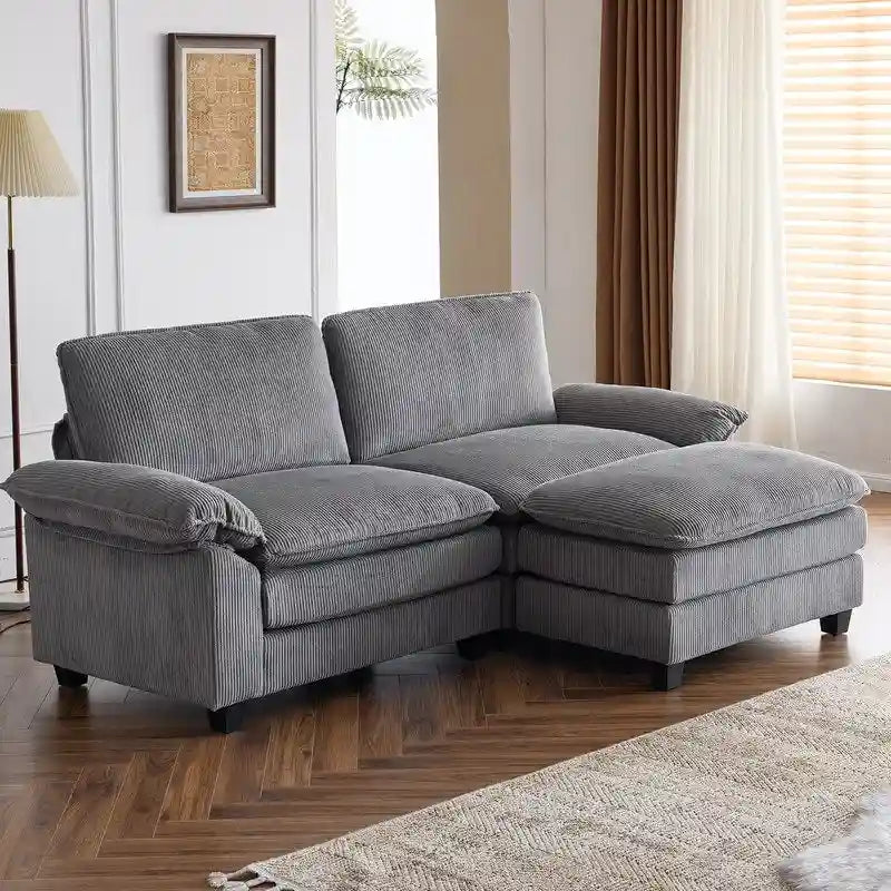 217*141*85 Chenille Two-Seater With Footstool Double Bag Indoor Double Sofa - 2+1