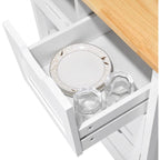 Kleio Solid Wood Top Kitchen Island Storage Cart with 3 Drawers Rolling Serving Trolley Cart