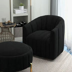 SEYNAR Contemporary Tufted Velvet Swivel Club Chair with Ottoman Set