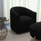 SEYNAR Contemporary Tufted Velvet Swivel Club Chair with Ottoman Set