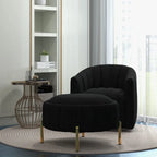 SEYNAR Contemporary Tufted Velvet Swivel Club Chair with Ottoman Set