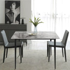 Modern Slate Kitchen Dining Table with Sintered Stone Top Metal Legs (Table Only) - 31.5x31.5x30 inch