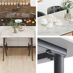 Modern Slate Kitchen Dining Table with Sintered Stone Top Metal Legs (Table Only) - 31.5x31.5x30 inch
