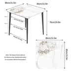 Modern Slate Kitchen Dining Table with Sintered Stone Top Metal Legs (Table Only) - 31.5x31.5x30 inch