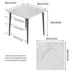 Modern Slate Kitchen Dining Table with Sintered Stone Top Metal Legs (Table Only) - 31.5x31.5x30 inch
