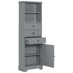 Merax Tall Storage Bathroom Cabinet with 3 Drawers and Adjustable Shelves