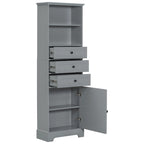Merax Tall Storage Bathroom Cabinet with 3 Drawers and Adjustable Shelves