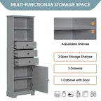 Merax Tall Storage Bathroom Cabinet with 3 Drawers and Adjustable Shelves