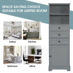 Merax Tall Storage Bathroom Cabinet with 3 Drawers and Adjustable Shelves
