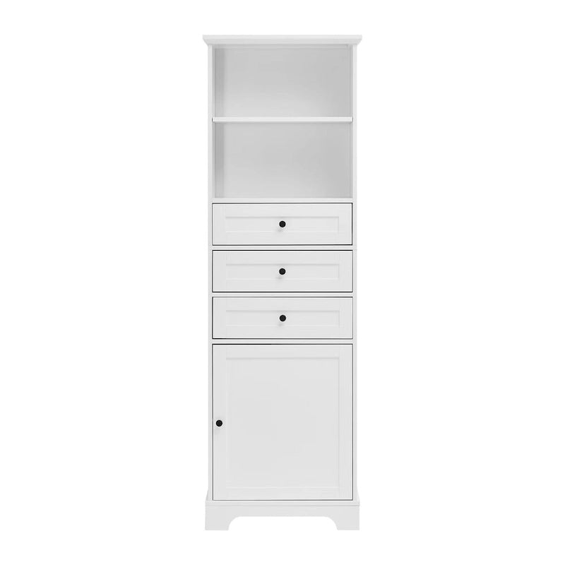 Merax Tall Storage Bathroom Cabinet with 3 Drawers and Adjustable Shelves