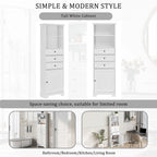 Merax Tall Storage Bathroom Cabinet with 3 Drawers and Adjustable Shelves