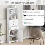 Merax Tall Storage Bathroom Cabinet with 3 Drawers and Adjustable Shelves