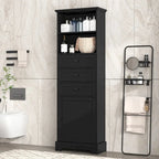 Merax Tall Storage Bathroom Cabinet with 3 Drawers and Adjustable Shelves