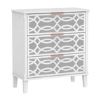 26H End Table of Drawers Mirrored Lacquered Dresser Chest White/Gold