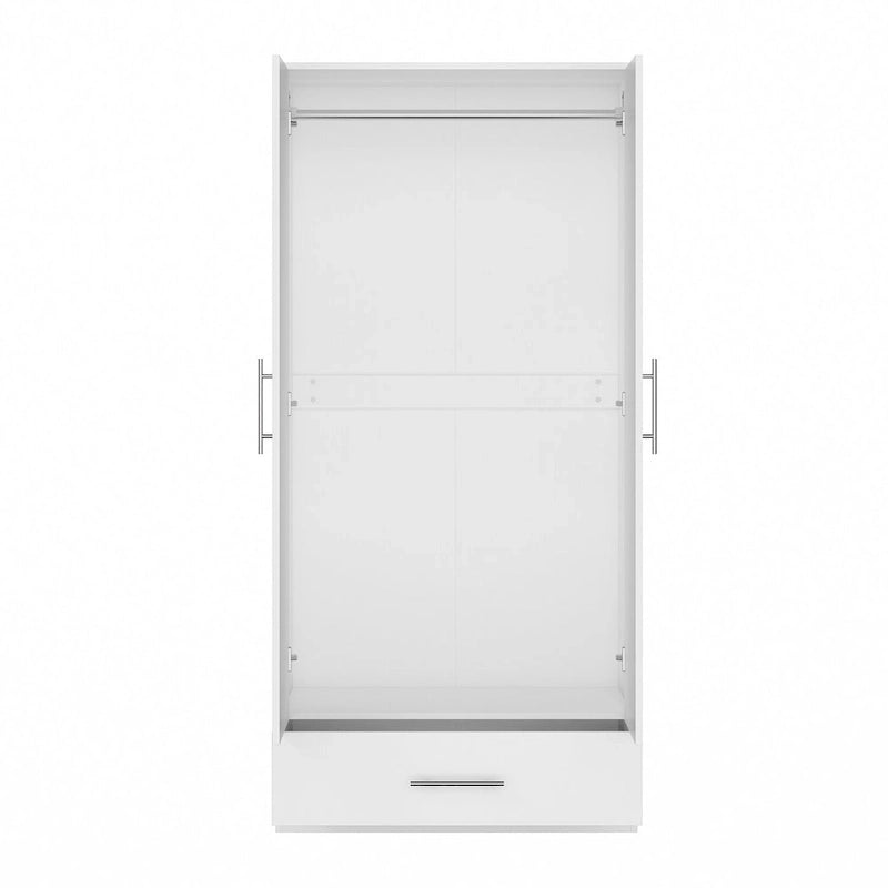 31.5 W x 66.9 H Wardrobe Armoire Cloest with Drawer In Black,White