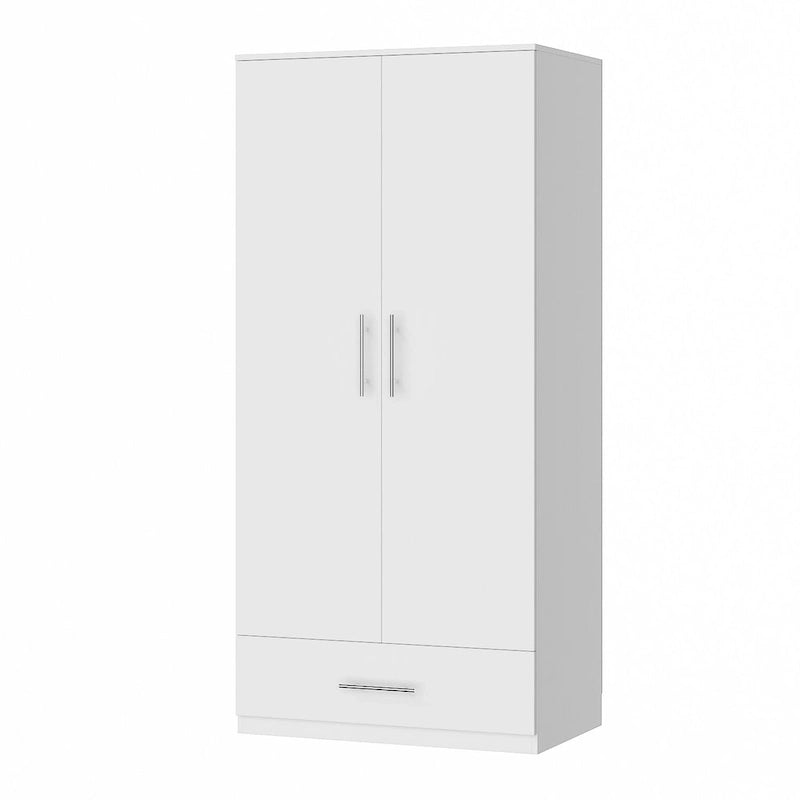 31.5 W x 66.9 H Wardrobe Armoire Cloest with Drawer In Black,White