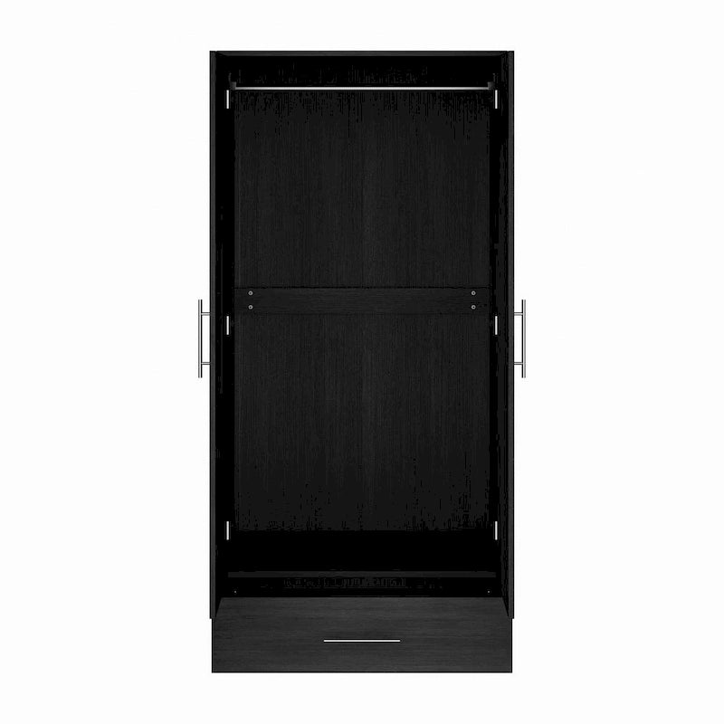 31.5 W x 66.9 H Wardrobe Armoire Cloest with Drawer In Black,White