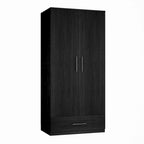 31.5 W x 66.9 H Wardrobe Armoire Cloest with Drawer In Black,White