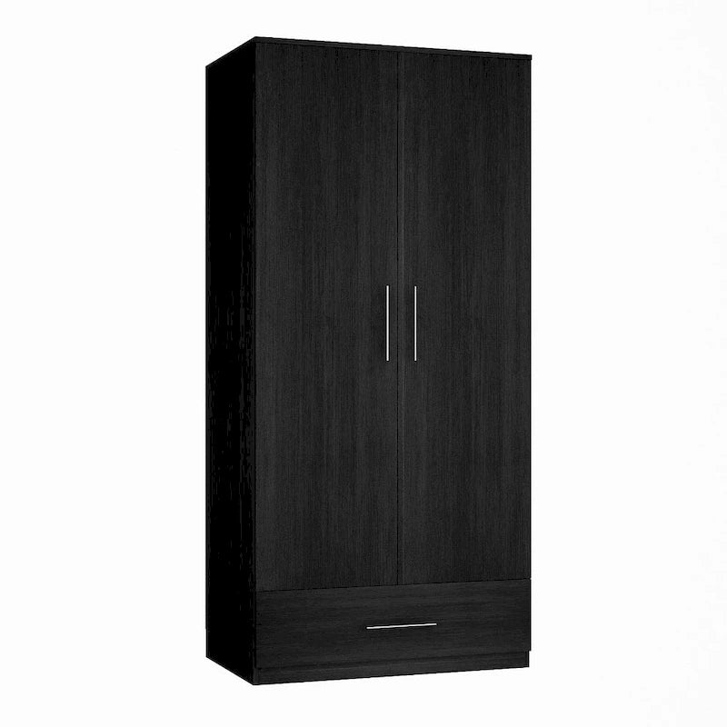 31.5 W x 66.9 H Wardrobe Armoire Cloest with Drawer In Black,White