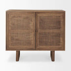 Grier Medium Brown Solid Wood w/ Cane Doors Accent Cabinet