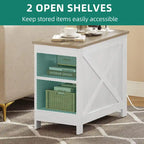 Moasis End Table with Charging Station, Side Table with Storage, 2 Power outlets & 2 USB Ports for Living Room