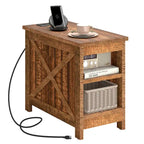 Moasis End Table with Charging Station, Side Table with Storage, 2 Power outlets & 2 USB Ports for Living Room