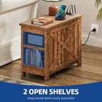 Moasis End Table with Charging Station, Side Table with Storage, 2 Power outlets & 2 USB Ports for Living Room