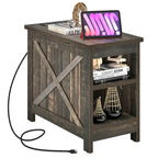 Moasis End Table with Charging Station, Side Table with Storage, 2 Power outlets & 2 USB Ports for Living Room