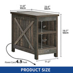 Moasis End Table with Charging Station, Side Table with Storage, 2 Power outlets & 2 USB Ports for Living Room