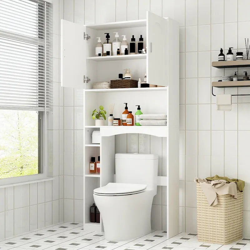 Over The Toilet Cabinet, Double Door Bathroom Storage Organizer - 31.5x70.9