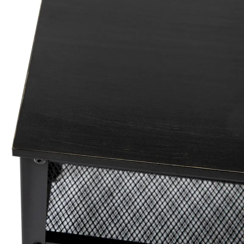 3-Tier Entryway Bench with Mesh Metal Shoe Storage Shelves