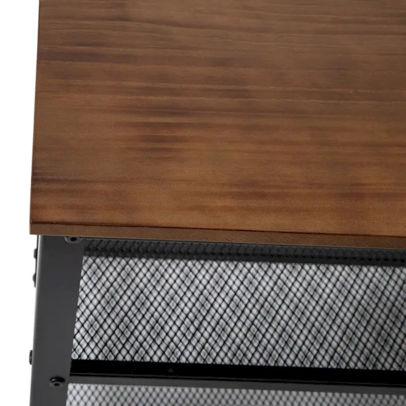 3-Tier Entryway Bench with Mesh Metal Shoe Storage Shelves