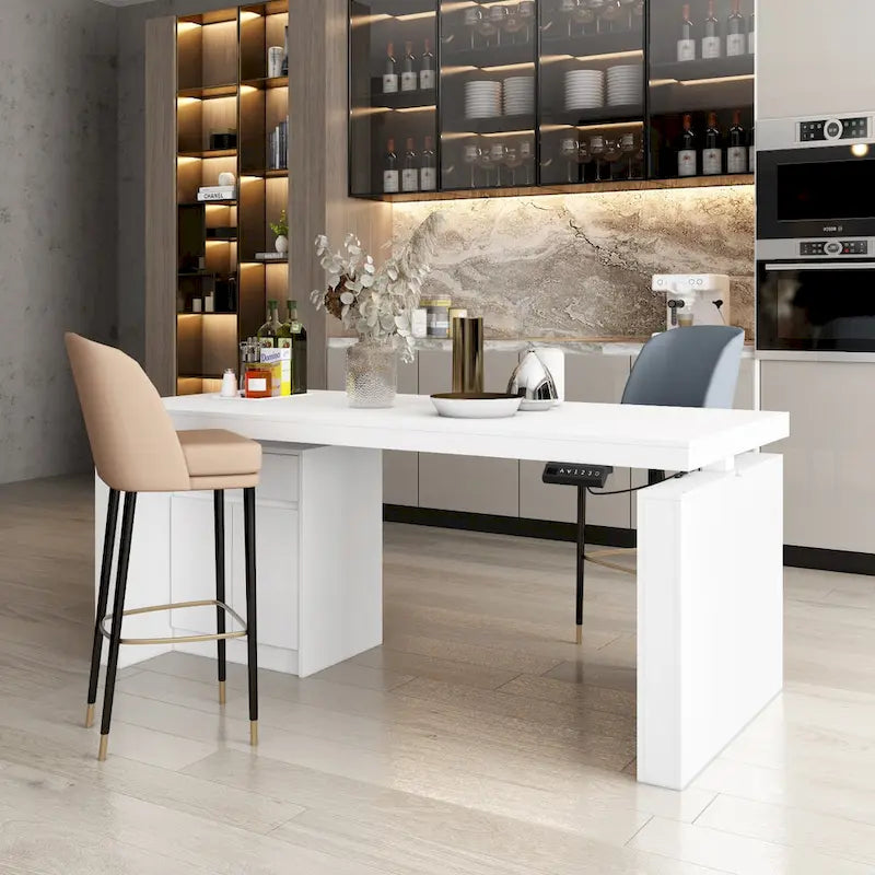 70.9 W Dining Table White Adjustable Workstation Modern Office Desk