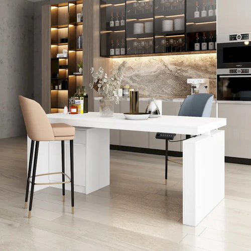 70.9 W Dining Table White Adjustable Workstation Modern Office Desk
