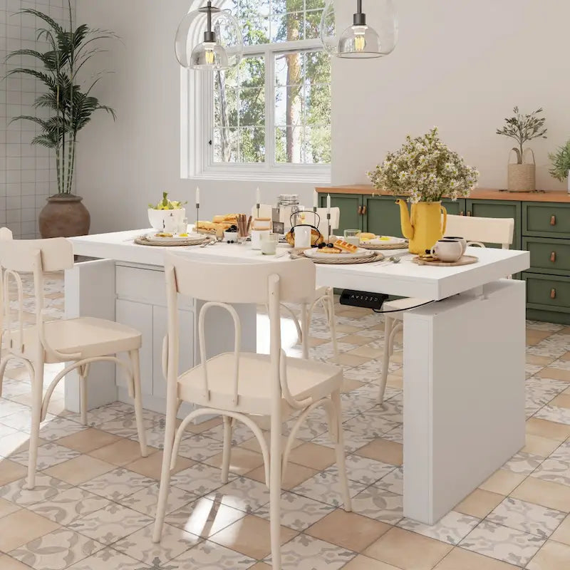 70.9 W Dining Table White Adjustable Workstation Modern Office Desk