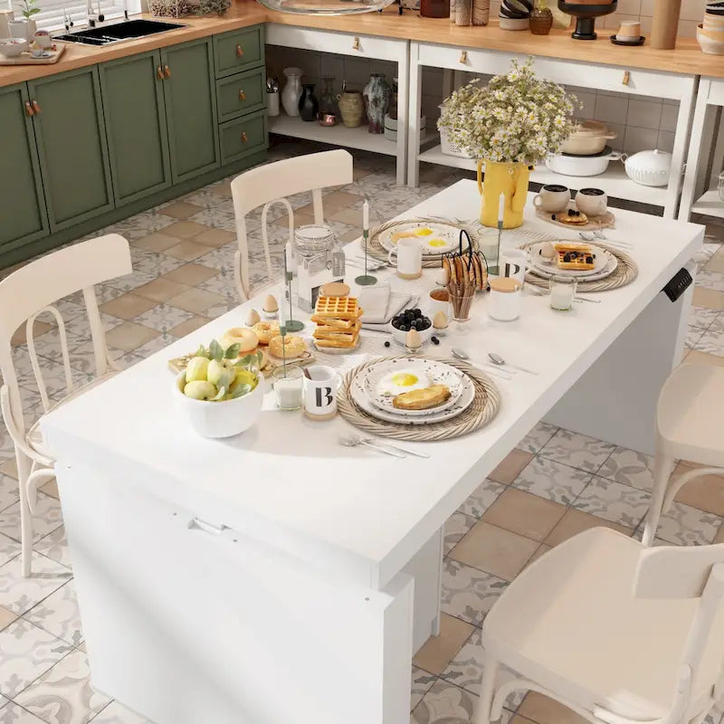 70.9 W Dining Table White Adjustable Workstation Modern Office Desk