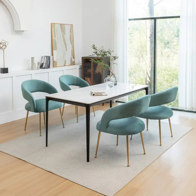 SEYNAR Mid Century Modern Velvet Upolstered Open-Back Dining Chair Set of 4