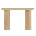 Edo Contemporary Oak-Finished Sofa Table with Sturdy Column Base by iNSPIRE Q Modern