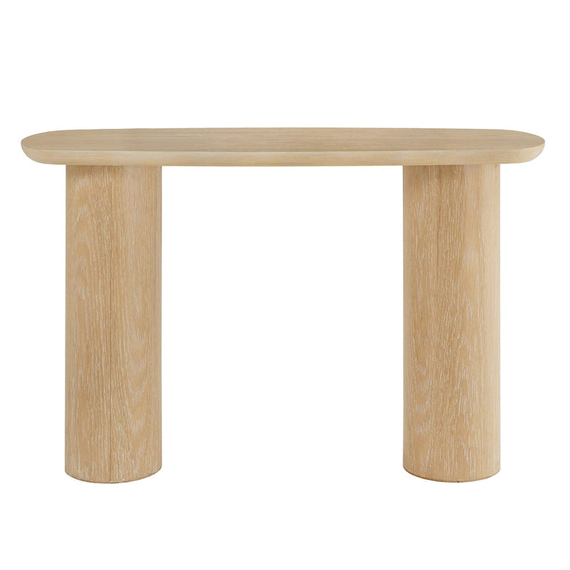 Edo Contemporary Oak-Finished Sofa Table with Sturdy Column Base by iNSPIRE Q Modern