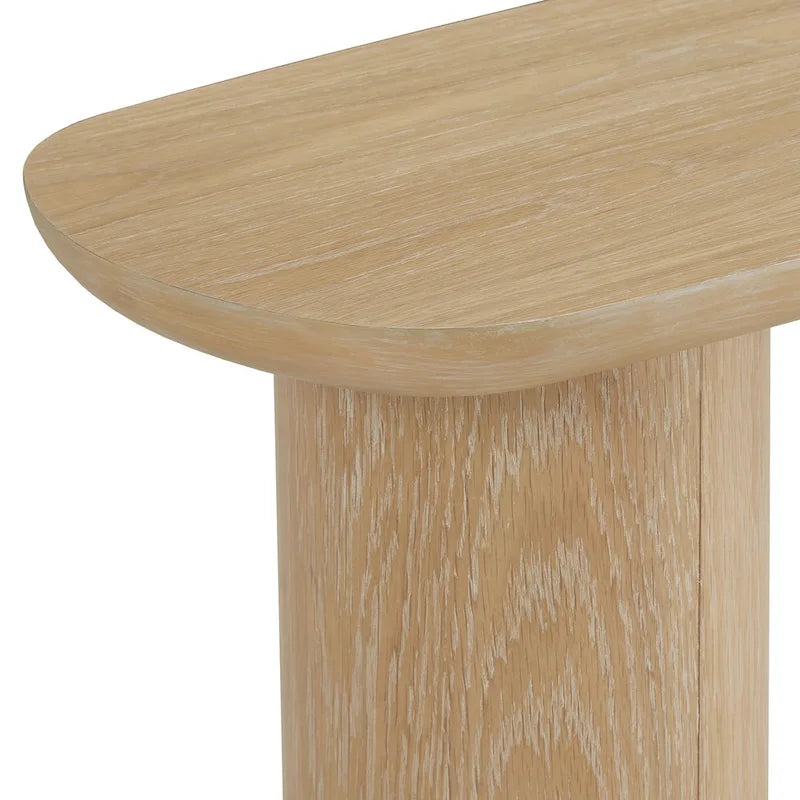 Edo Contemporary Oak-Finished Sofa Table with Sturdy Column Base by iNSPIRE Q Modern