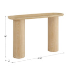 Edo Contemporary Oak-Finished Sofa Table with Sturdy Column Base by iNSPIRE Q Modern