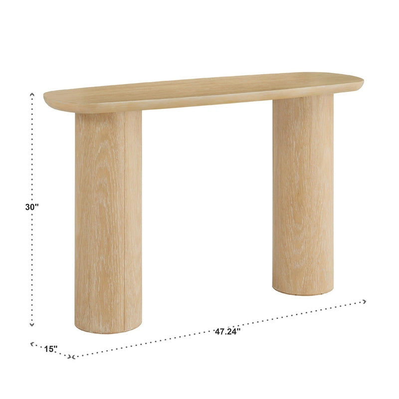Edo Contemporary Oak-Finished Sofa Table with Sturdy Column Base by iNSPIRE Q Modern