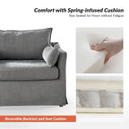 Sophie Modern Oversized Slipcovered Armchair and Ottoman with Lockable Rear Wheels by HULALA HOME