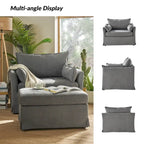 Sophie Modern Oversized Slipcovered Armchair and Ottoman with Lockable Rear Wheels by HULALA HOME