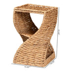 Pelleas Modern Bohemian Natural Brown Seagrass and Wood End Table
