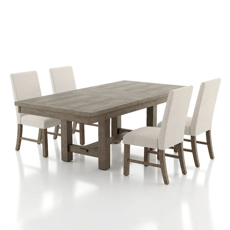 Jusk Rustic Grey Wood 5-Piece Dining Table Set by Furniture of America