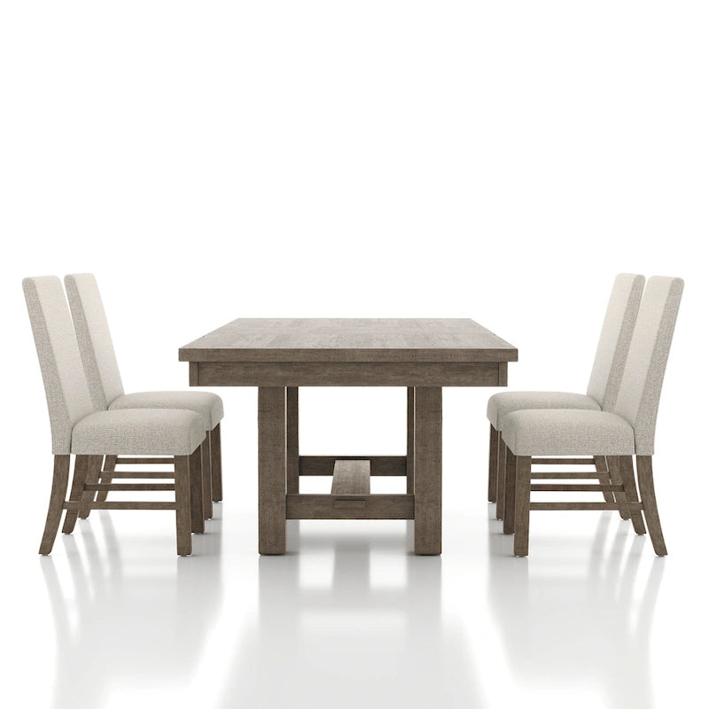 Jusk Rustic Grey Wood 5-Piece Dining Table Set by Furniture of America