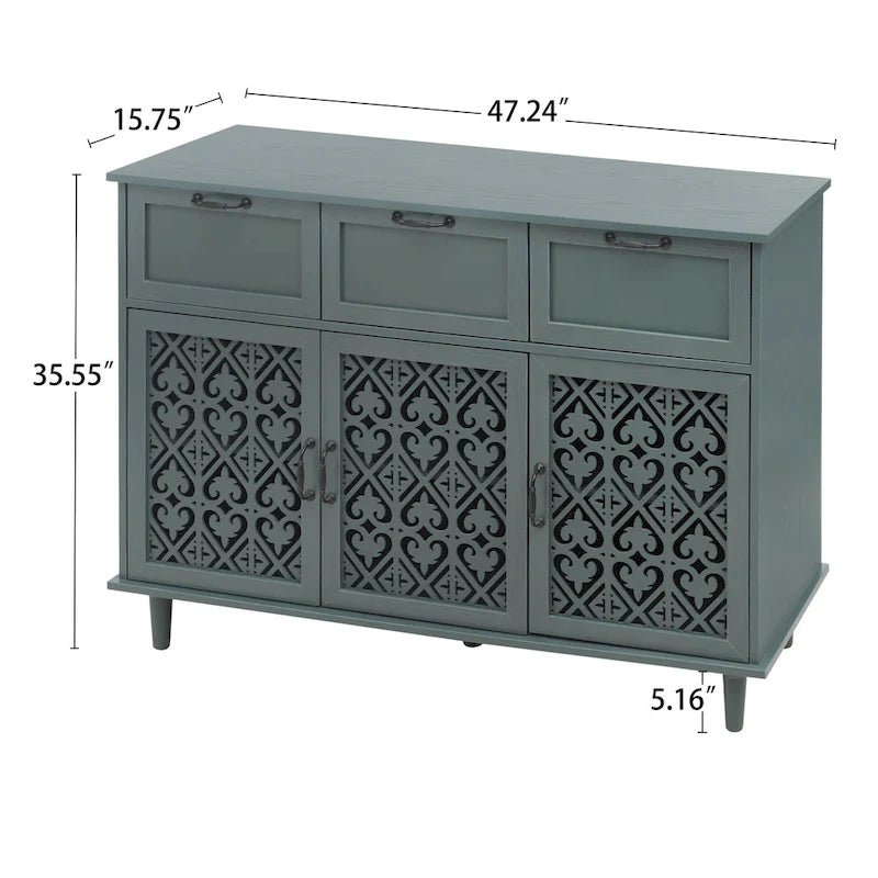 3 Door 3 Drawer Cabinet American Furniture Suitable for Living Room